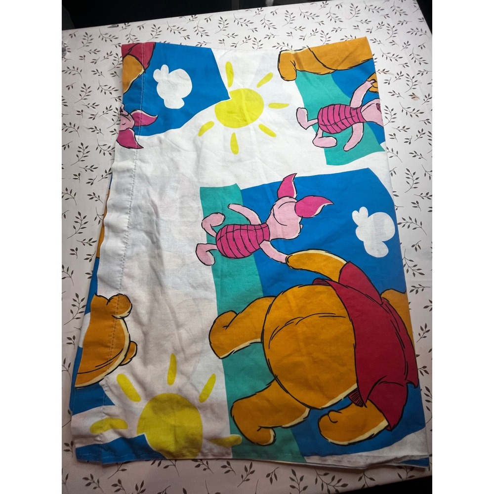 Vintage Disney Winnie the Pooh & piglet 90s twin flat sheet only clouds